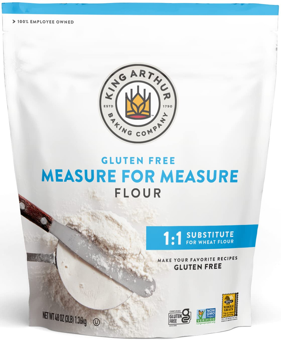 King Arthur Measure For Measure Gluten-Free Flour: All-Purpose 1:1 Substitute For Wheat Flour, Non-Gmo, Kosher Certified, 3 Lbs Bag For Baking Cookies, Cakes, Muffins
