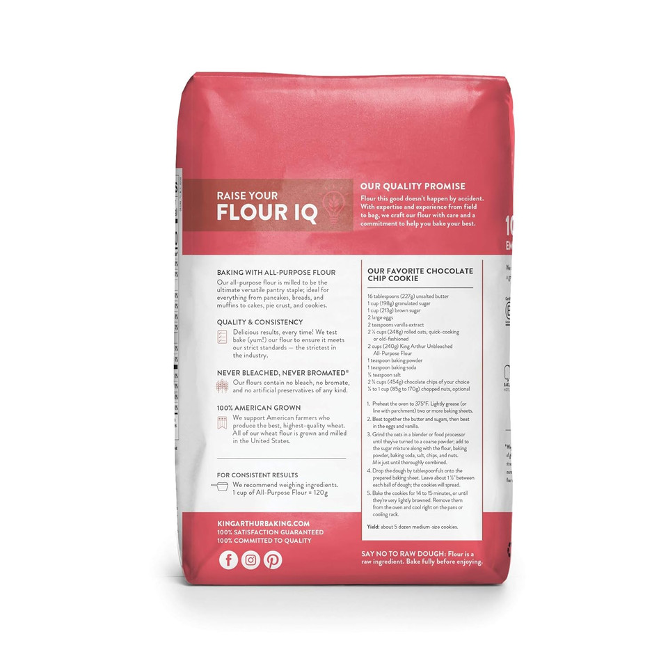 King Arthur Baking Unbleached All-Purpose Flour: Premium 5 Lbs Baking Flour, Non-Gmo, Kosher Certified, Versatile For Bread, Cakes & Pastries - 11.7% Protein Content, No Preservatives