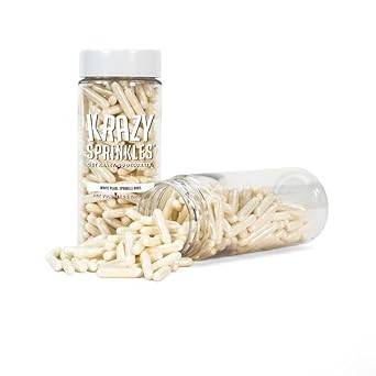 Krazy Sprinkles White Pearl Sugar Rods - (1/2 Cup 1X Jar) | Sprinkles For Baking, Ice Cream & Decorating By Bakell