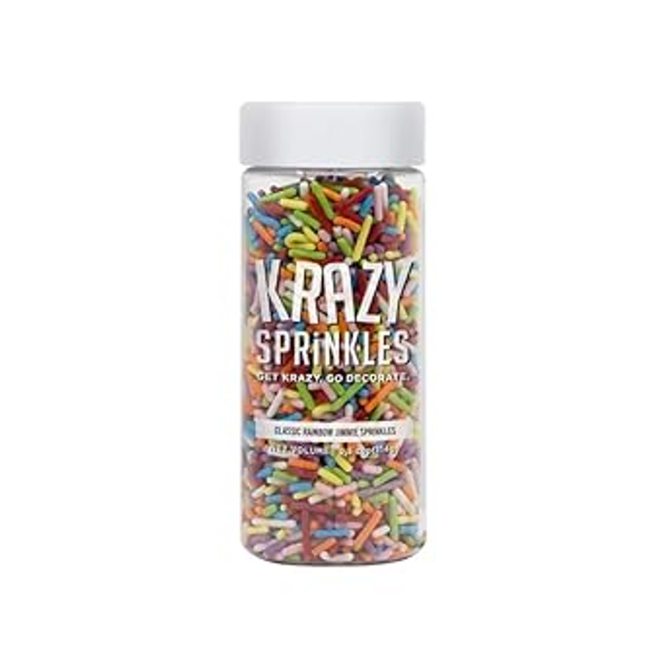 Krazy Sprinkles Classic Rainbow Jimmies - (1/2 Cup 1X Jar) | Sprinkles For Baking, Ice Cream & Decorating By Bakell