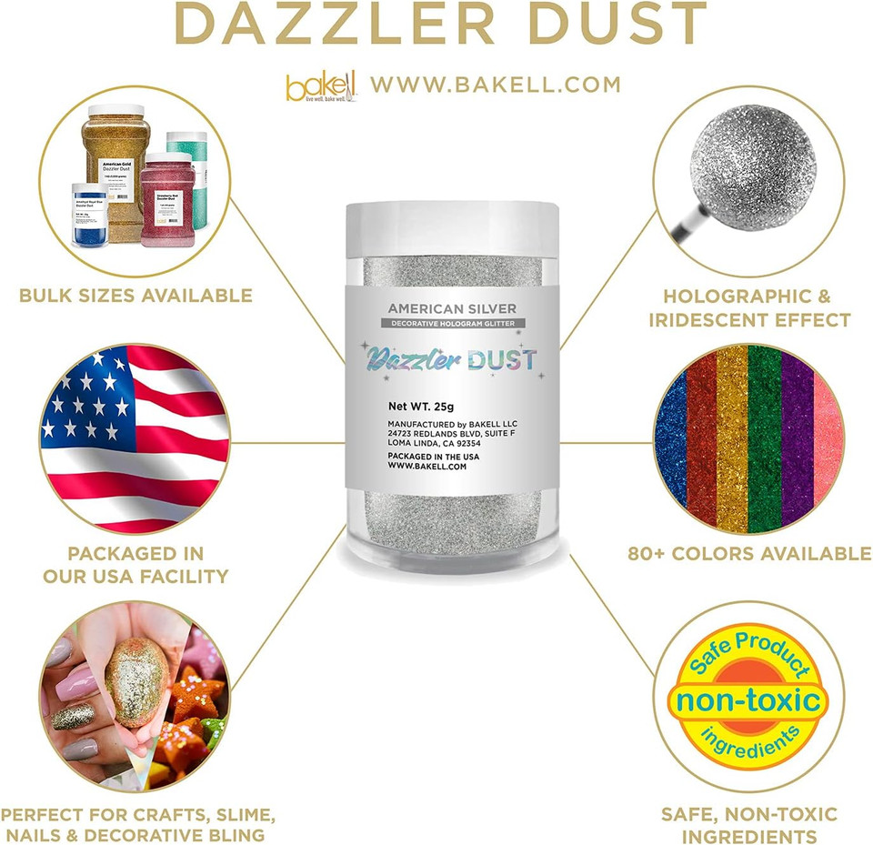 Bakell Dazzler Dust Art & Craft Glitter, 25G Jar Bulk | Dazzler Dust | Non-Toxic Decorating Glitter | Arts, Crafts, Slime, Glue, Paint, Face & Body (Sea Green)