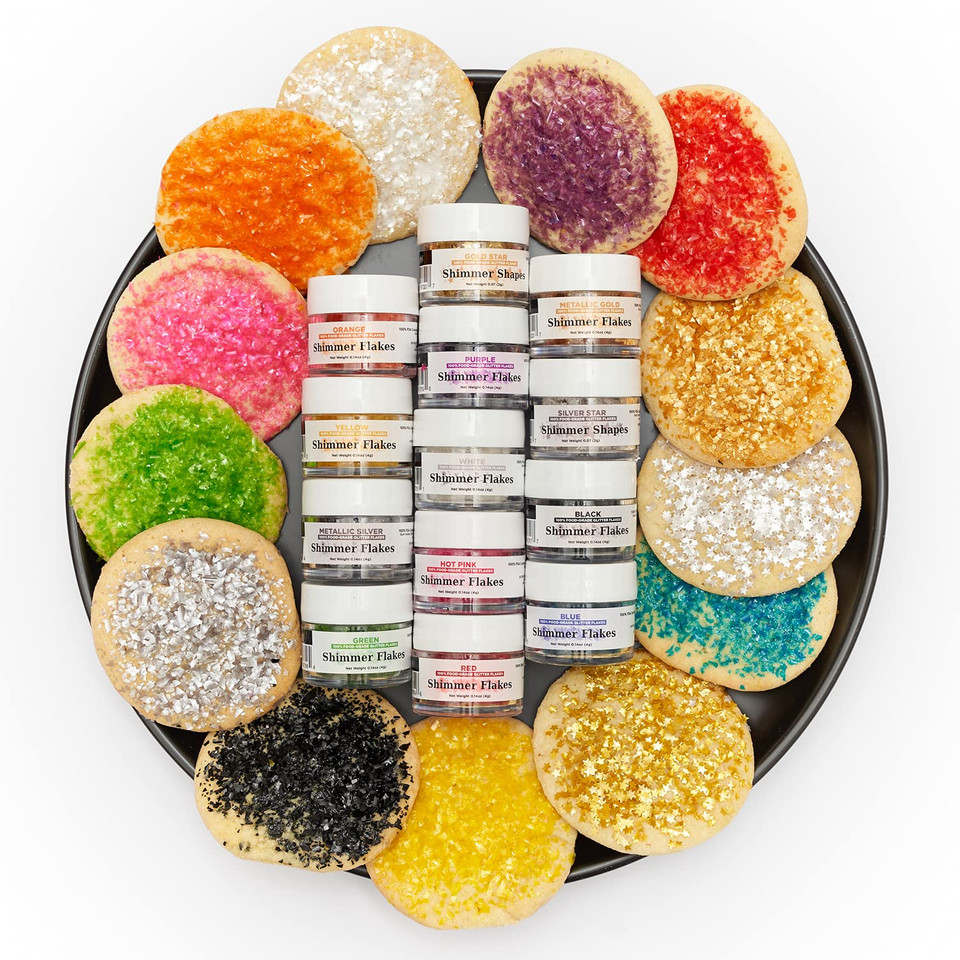 Bakell Edible Glitter Flakes | Vegan Edible Shimmer Flakes | Kosher Certified | Halal Certified | 100% Edible & Food Grade | Cakes, Cupcakes, Decoration (Yellow, 25G)
