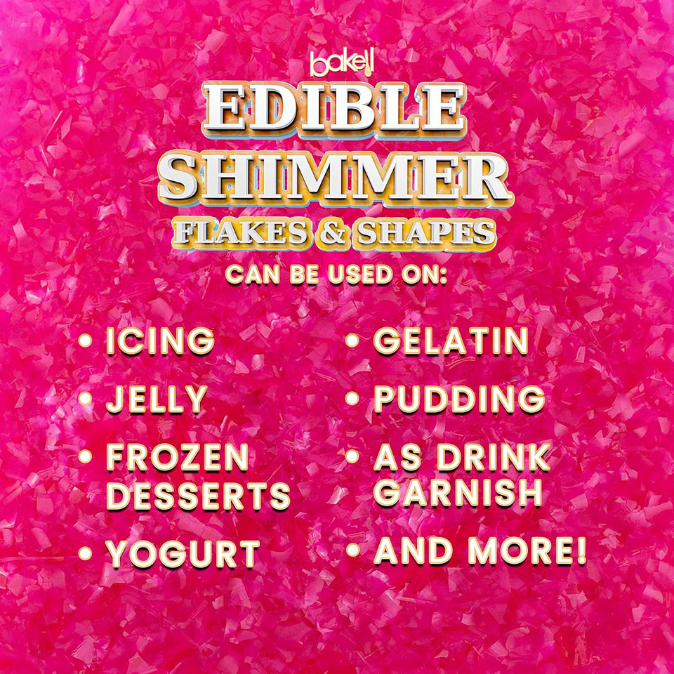 Bakell Edible Glitter Flakes | Vegan Edible Shimmer Flakes | Kosher Certified | Halal Certified | 100% Edible & Food Grade | Cakes, Cupcakes, Decoration (Yellow, 25G)