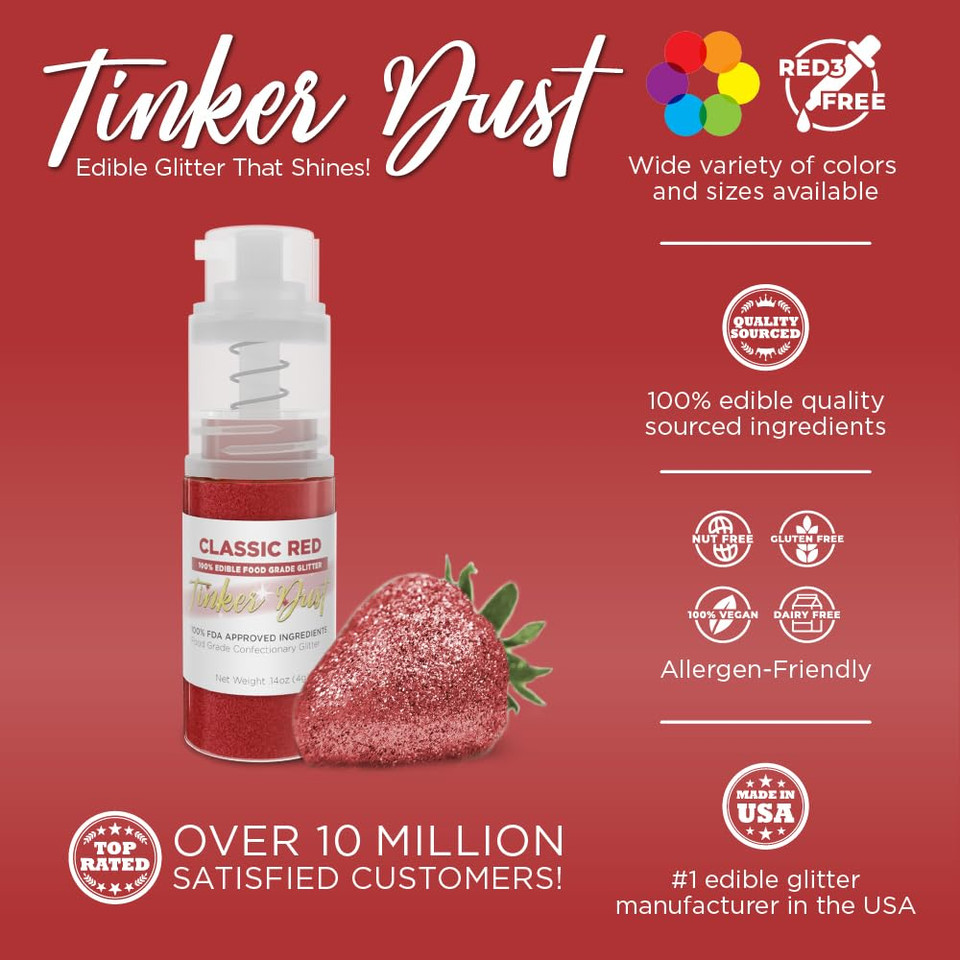 Bakell - Pollipop Purple Tinker Dust (4G, 1X Mini Spray Pump) Edible Glitter For Food, Desserts, And Beverages!