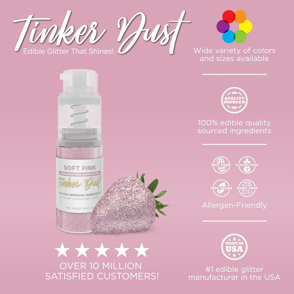 Bakell - Soft Green Tinker Dust (4G, 1X Mini Spray Pump) Edible Glitter For Food, Desserts, And Beverages!