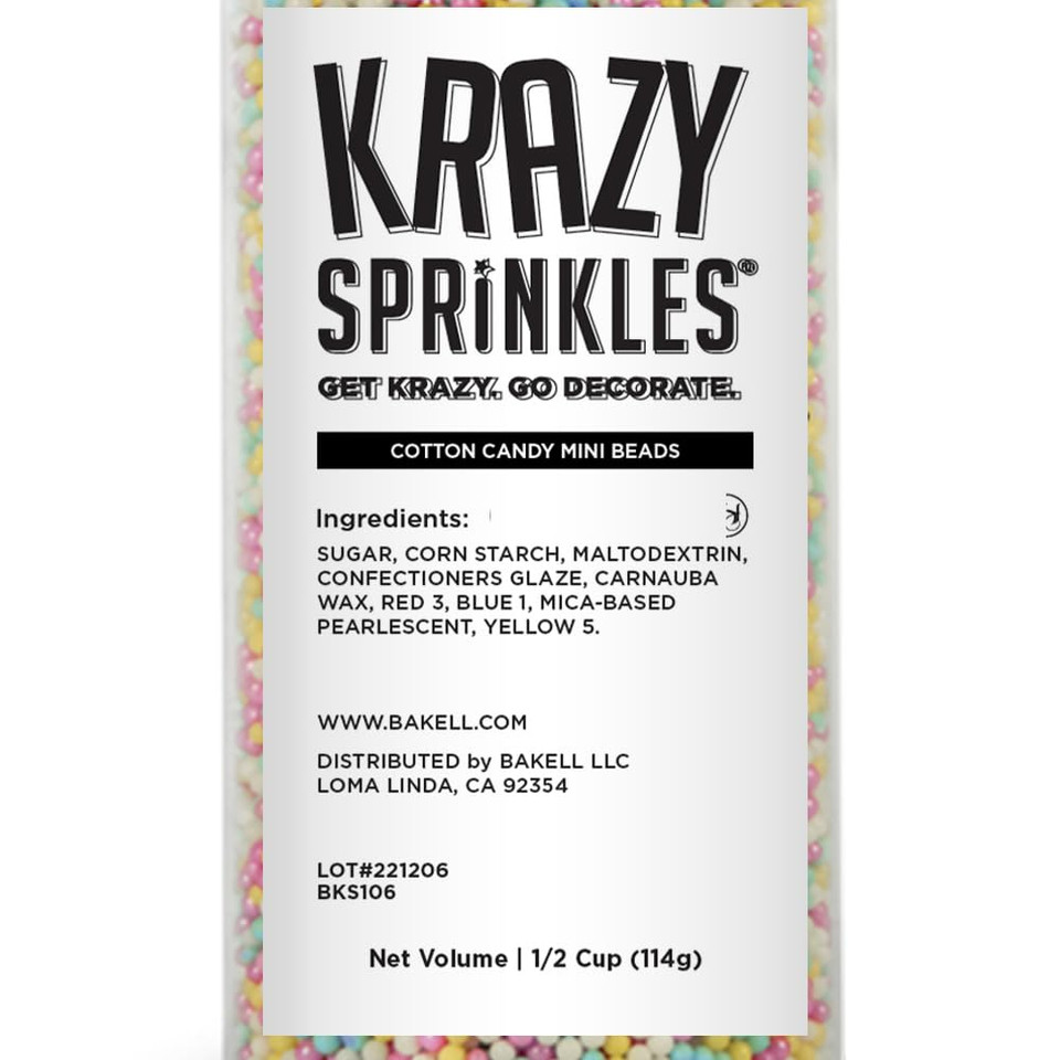 Krazy Sprinkles Mini Beads Sprinkles (1/2 Cup 1X Jar) For Decorating Cakes, Ice Cream And Cookies By Bakell (Orange Pearl)