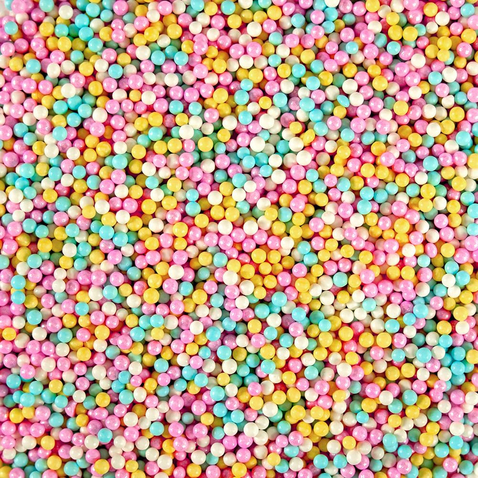 Krazy Sprinkles Mini Beads Sprinkles (1/2 Cup 1X Jar) For Decorating Cakes, Ice Cream And Cookies By Bakell (Rainbow)