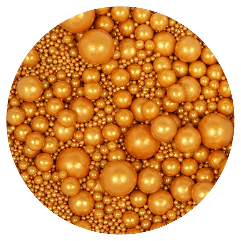 Gold Sprinkles Edible Pearls 4.58 Oz, Gold Pearls For Cake Decorating