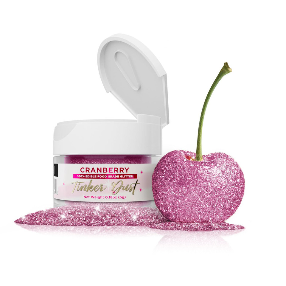 Bakell - Cranberry Tinker Dust (5G, 1X Jar) Edible Glitter For Food, Desserts, And Beverages!