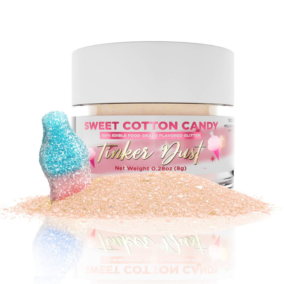 Bakell - Sweet Cotton Candy Flavored Tinker Dust (8G, 1X Jar) Edible Glitter For Cakes, Cupcakes, Cake Pops, Gummies, Ice Cream And Cookies!