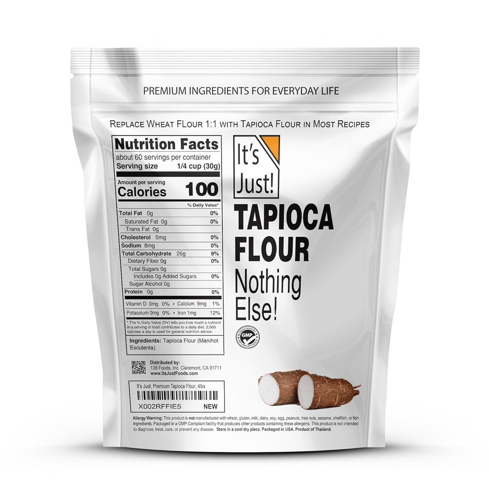 It'S Just - Tapioca Flour (Starch), Natural Thickener, Non-Gmo, Gluten Substitute, 4Lbs