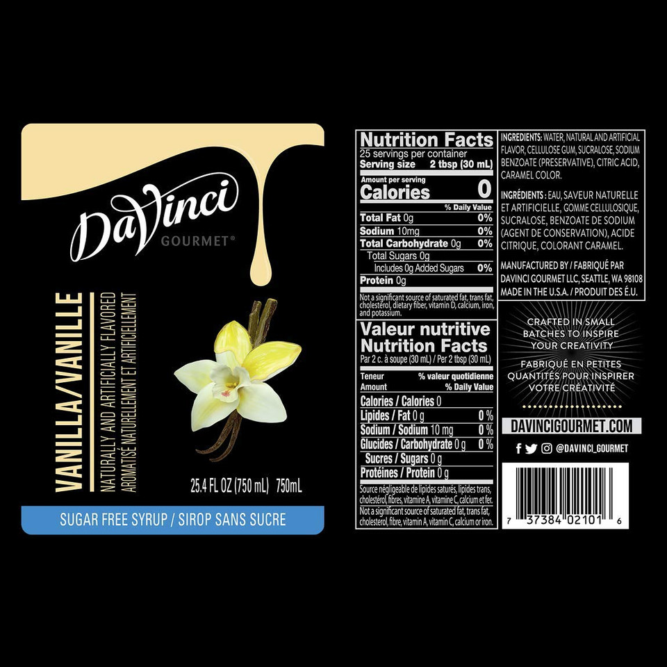 Davinci Gourmet Sugar Free Vanilla Syrup, 25.4Oz