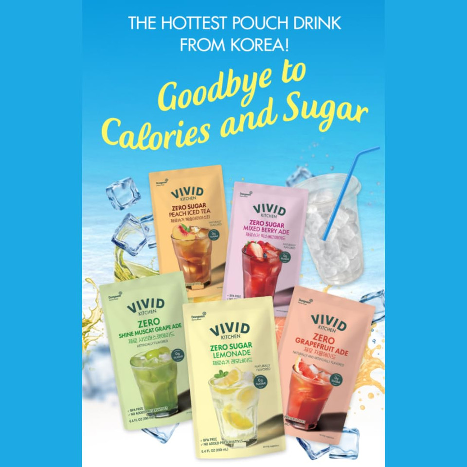 Vivid Kitchen Korean Grape Ade  Shine Muscat Flavor  Zero Sugar, Zero Calories  6.4 Fl Oz (10 Pouches)  No Preservatives Or Corn Syrup  Natural Korean Drink For Hydration & Refreshment