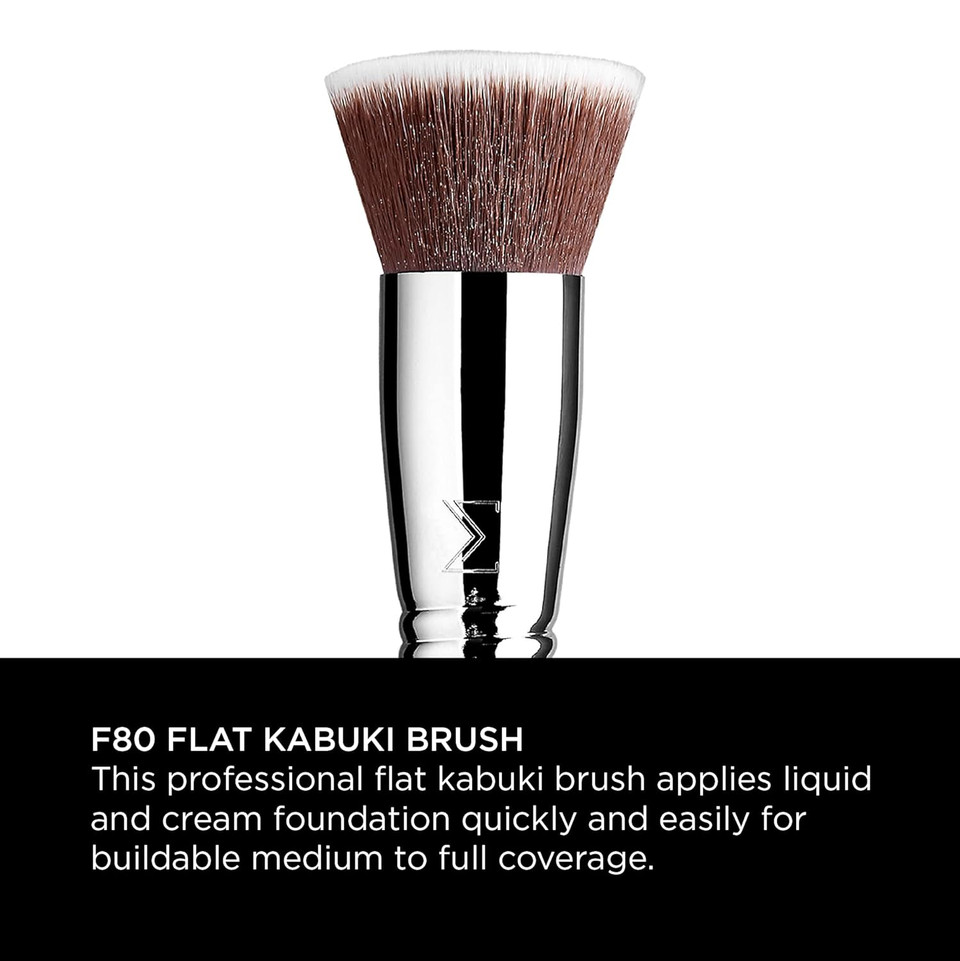 Sigma Beauty F80 Flat Kabuki Brush  Flat Top Kabuki Foundation Brush And Professional Grade Makeup Brush With Ultra-Soft Fibers For Blending Liquid & Cream Makeup Products (Black, 1Pc)