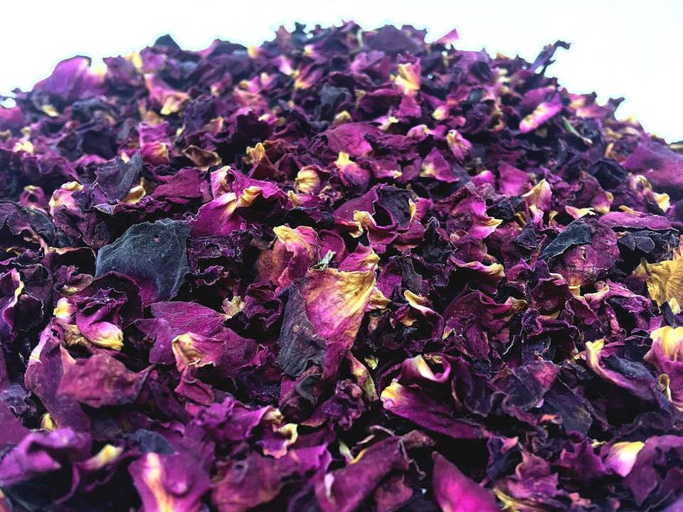 Red Rose Petals - Pure, All Natural & Edible Rose Petals - Dried Flower Petals For Herbal Tea, Decoration, Rose Sprinkles, Topping On Cupcakes, Desserts - Net Weight: 0.35Oz/10G