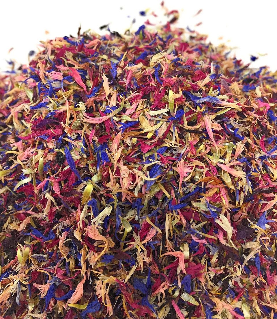Edible Flower Sprinkles - Mesmerizing Cornflower Fireworks Petals - 100% Natural Centaurea Cyanus, Grown In Germany - Dried Colorful Cornflowers For Herbal Tea, Topping On Cupcakes, Desserts