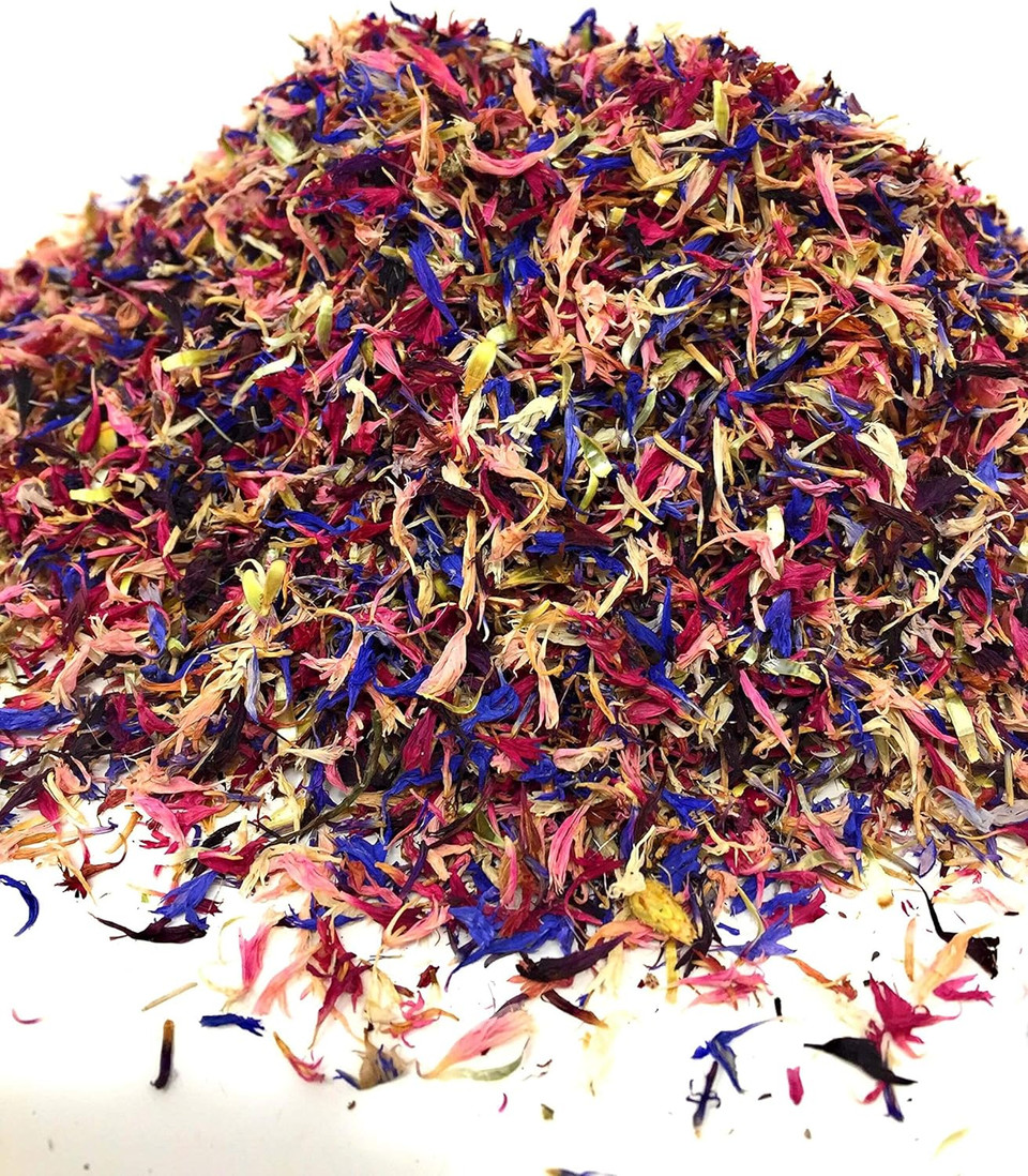 Edible Flower Sprinkles - Mesmerizing Cornflower Fireworks Petals - 100% Natural Centaurea Cyanus, Grown In Germany - Dried Colorful Cornflowers For Herbal Tea, Topping On Cupcakes, Desserts