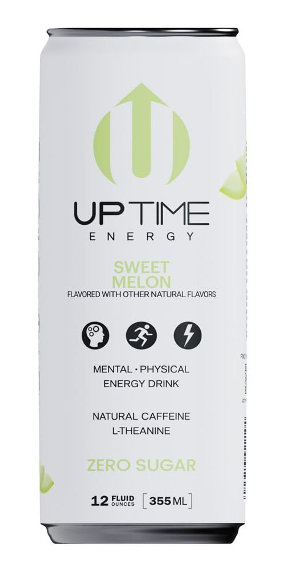 Uptime Energy Drink, Sweet Summer Melon Sparkling, 12 Pack, Vitamin C, L Theanine, Calcium, Sugar Free Energy Drinks For Focus Support, 142Mg Of Natural Caffeine, 5 Calories, Natural, 12 Fl Oz Cans