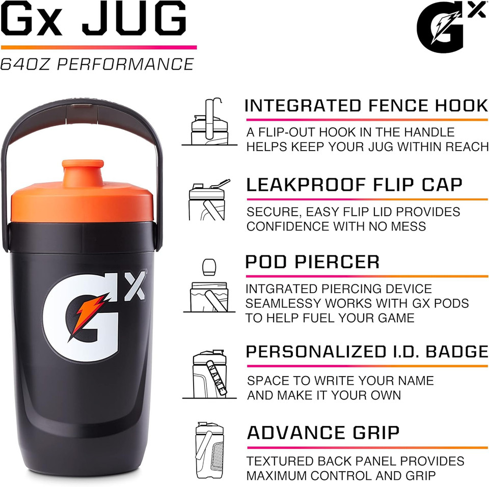 Gatorade Gx Performance Jug, 64Oz, Leakproof, Non Slip Grip, Great For Athletes, Navy Gatorade Gx Performance Jug, 64Oz, Leakproof, Non Slip Grip, Great For Athletes, Navy