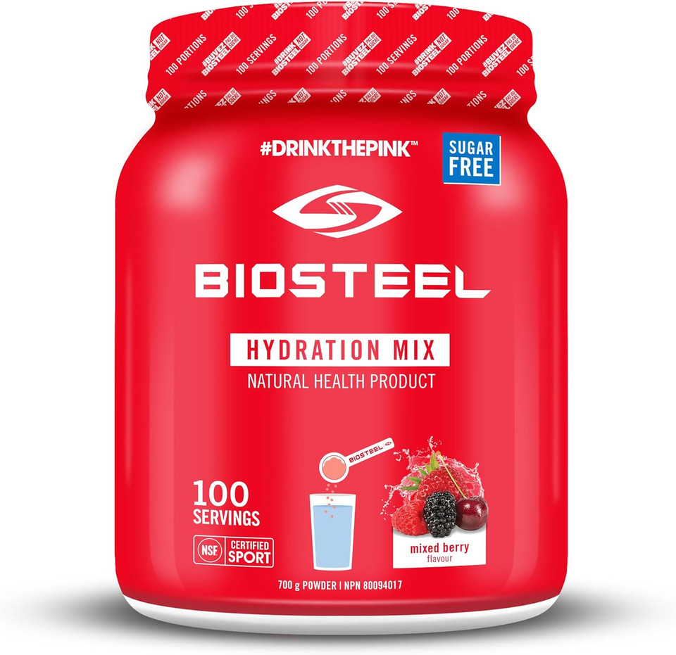 Biosteel Zero Sugar Hydration Mix, Great Tasting Hydration With 5 Essential Electrolytes, Mixed Berry, 100 Servings Per Tub