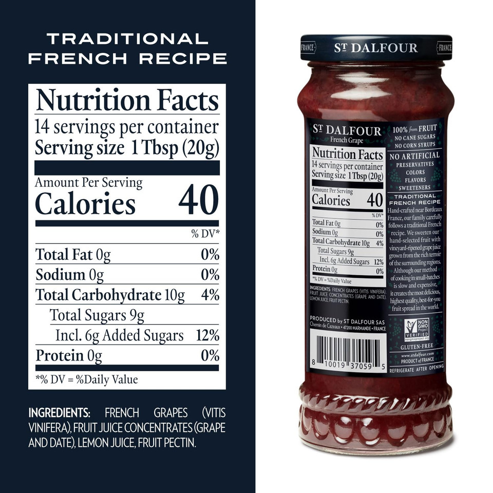 St. Dalfour Orange & Ginger Fruit Spread - 10Oz - 100% From Fruit & Ginger, No Artificial Ingredients, Non-Gmo, No Cane Sugars, All Natural, Made In France