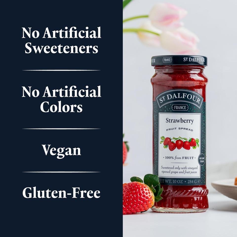 St. Dalfour Strawberry And Orange Marmalade Fruit Spread Bundle, 10 Oz Each - 100% From Fruit, No Artificial Ingredients, Non-Gmo, All Natural