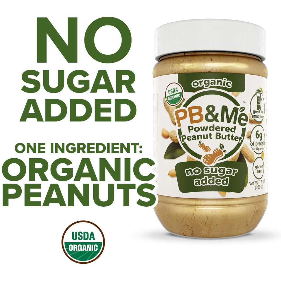 Pb&Me Natural Powdered Peanut Butter - Gluten Free, High Protein, Less Calorie Peanut Butter For Smoothie And Protein Shake Add Ins- 87% Less Fat Than Creamy Peanut Butter - No Sugar, 200G