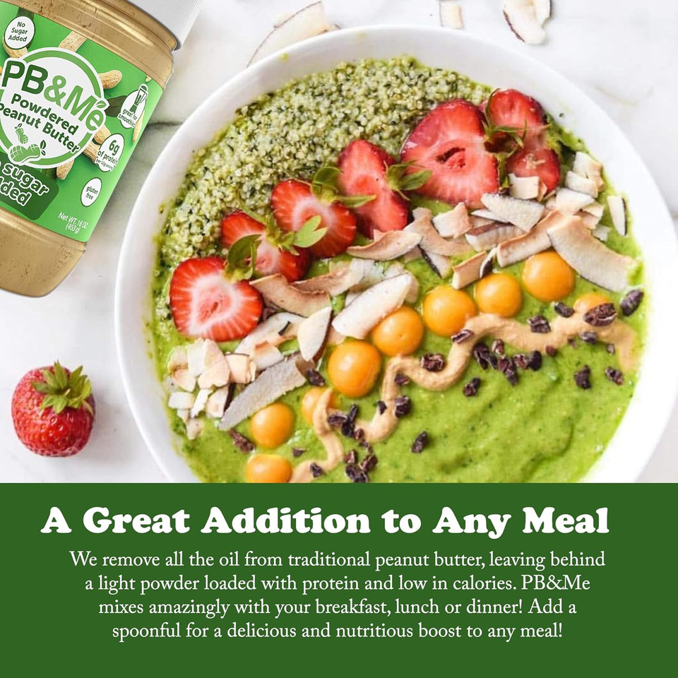 Pb&Me Sugar Free Peanut Butter Powder - Powdered Peanut Butter No Sugar For Low Calorie Snacks And Smoothies, Low Carb Peanut Powder Protein Snack, 453G Jar (1-Pack)