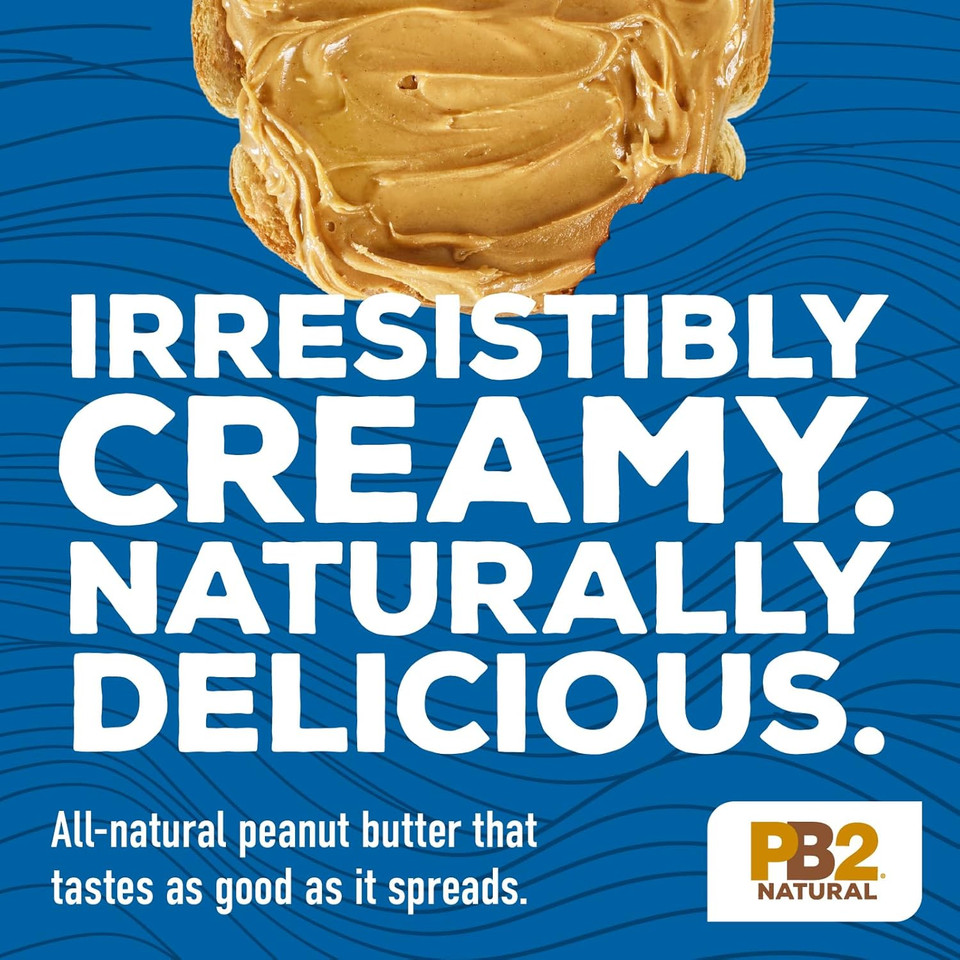 Pb2 Natural Creamy Peanut Butter | All Natural Peanut Butter Spread | Healthy, Naturally Sweetened With Zero Added Sugar, Certified Gluten Free, Vegan (1-Pound Jar)