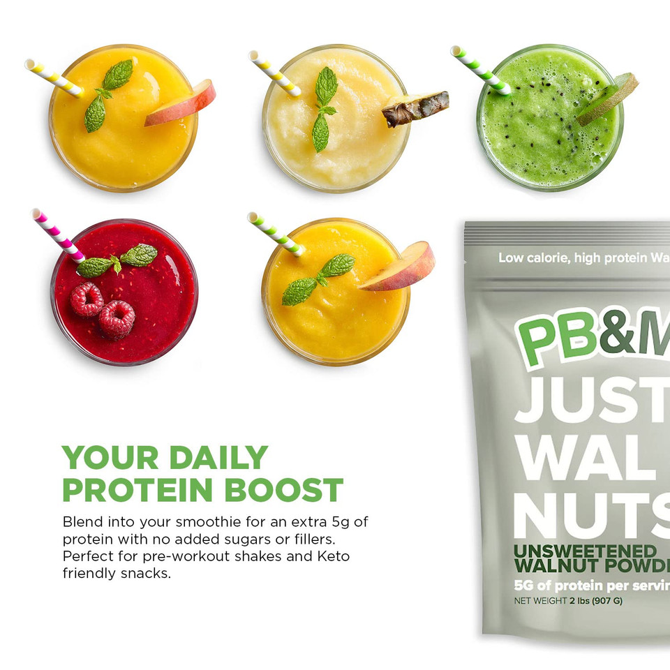 Pb&Me Just Nuts Powdered Walnut Butter - Gluten Free Keto Food, Vegan, Low Fat Protein Source, No Sugar Added - Emergency Food, Nut Butter Bulk Food, High Protein Snacks - Bulk Size 2 Lbs