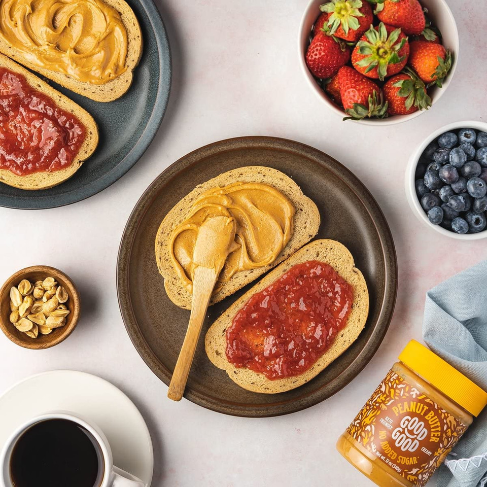 Good Good Sweet Concord Grape Jelly & Creamy Peanut Butter - Keto Friendly - Low Carb & No Added Sugars - Vegan - Gluten Free - Preserves