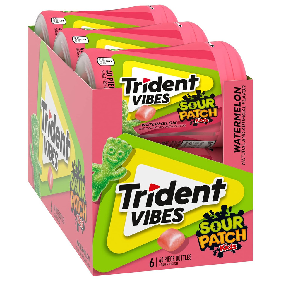 Trident Vibes Spearmint Rush Sugar-Free Chewing Gum, 6 Bottles Of 40 Pieces (240 Total Pieces)