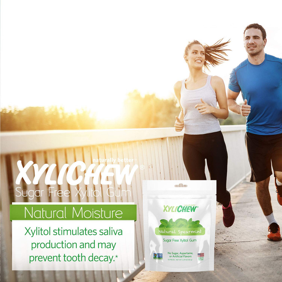 Xylichew 100% Xylitol Chewing Gum - Non Gmo, Non Aspartame, Gluten Free, And Sugar Free Gum - Natural Oral Care, Relieves Bad Breath And Dry Mouth - Peppermint, 50 Count
