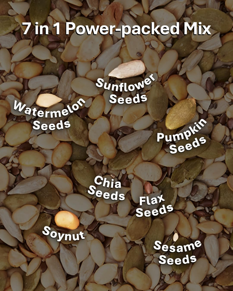 True Elements 7 In 1 Super Seeds & Nut Mix 8 Oz - (Roasted Pumpkin Seeds, Watermelon Seeds, Sunflower Seeds, Flax Seeds, Soyanuts, White Sesame & Chia Seeds)