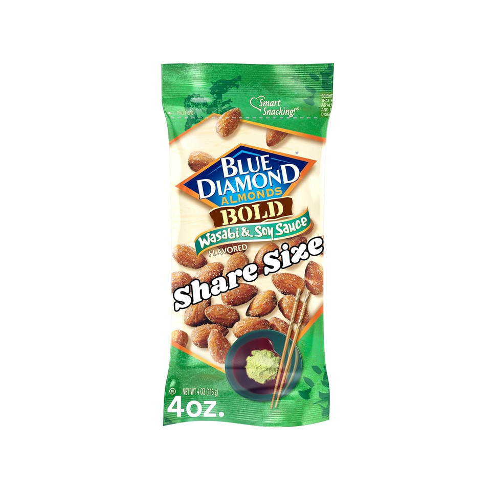 Blue Diamond Almonds, Wasabi/Soy Sauce 12-4 Oz Bags