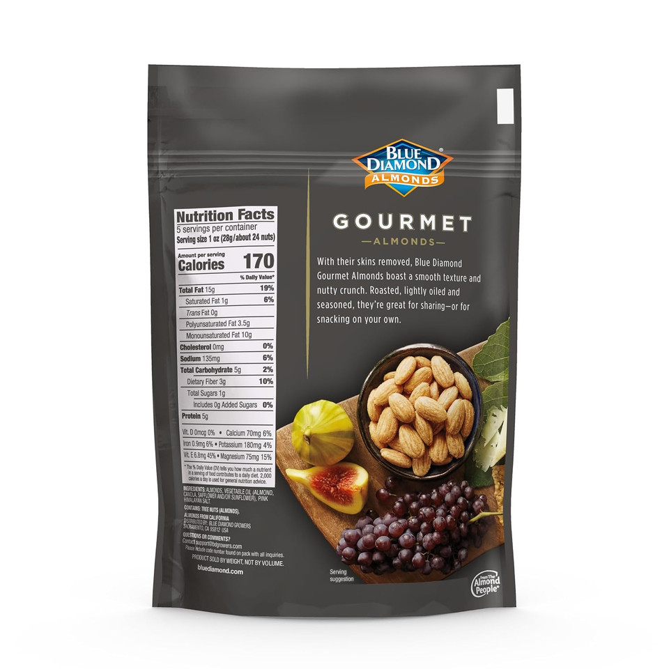 Blue Diamond Almonds, Gourmet Specialty Pink Himalayan Rock Salt Flavored Classic Snack Nuts Perfect For Charcuterie, Holidays, Gatherings, Or Savory Snack, 5 Oz