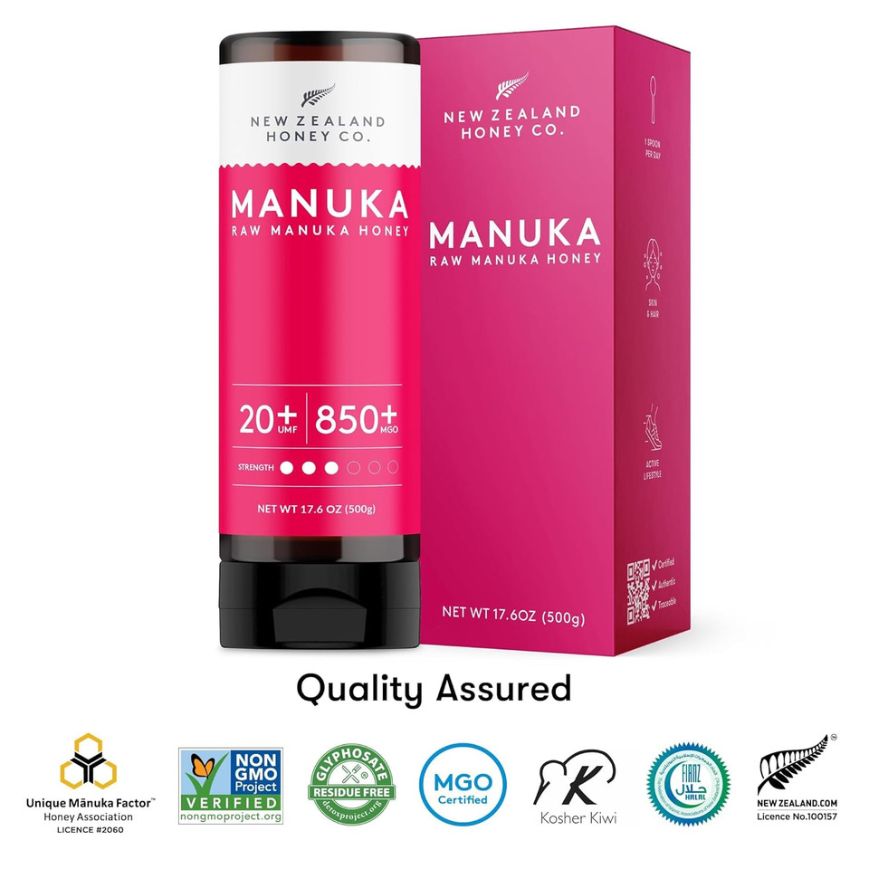 New Zealand Honey Co. Pure Manuka Honey Umf 20+ Squeezy | 500G | 17.6Oz | Squeezable Umf Manuka Honey