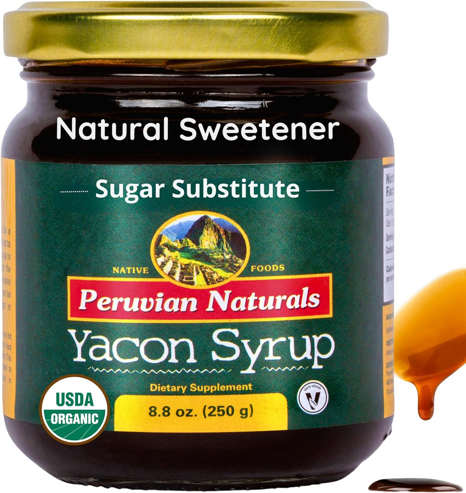Organic Yacon Syrup - Natural Sweetener Syrup For Pancakes And Waffles & Coffee With Low Calorie - Keto Sugar Substitute For Honey, Agave, Maple, Molasses & Monk Fruit 8.8Oz (250G)