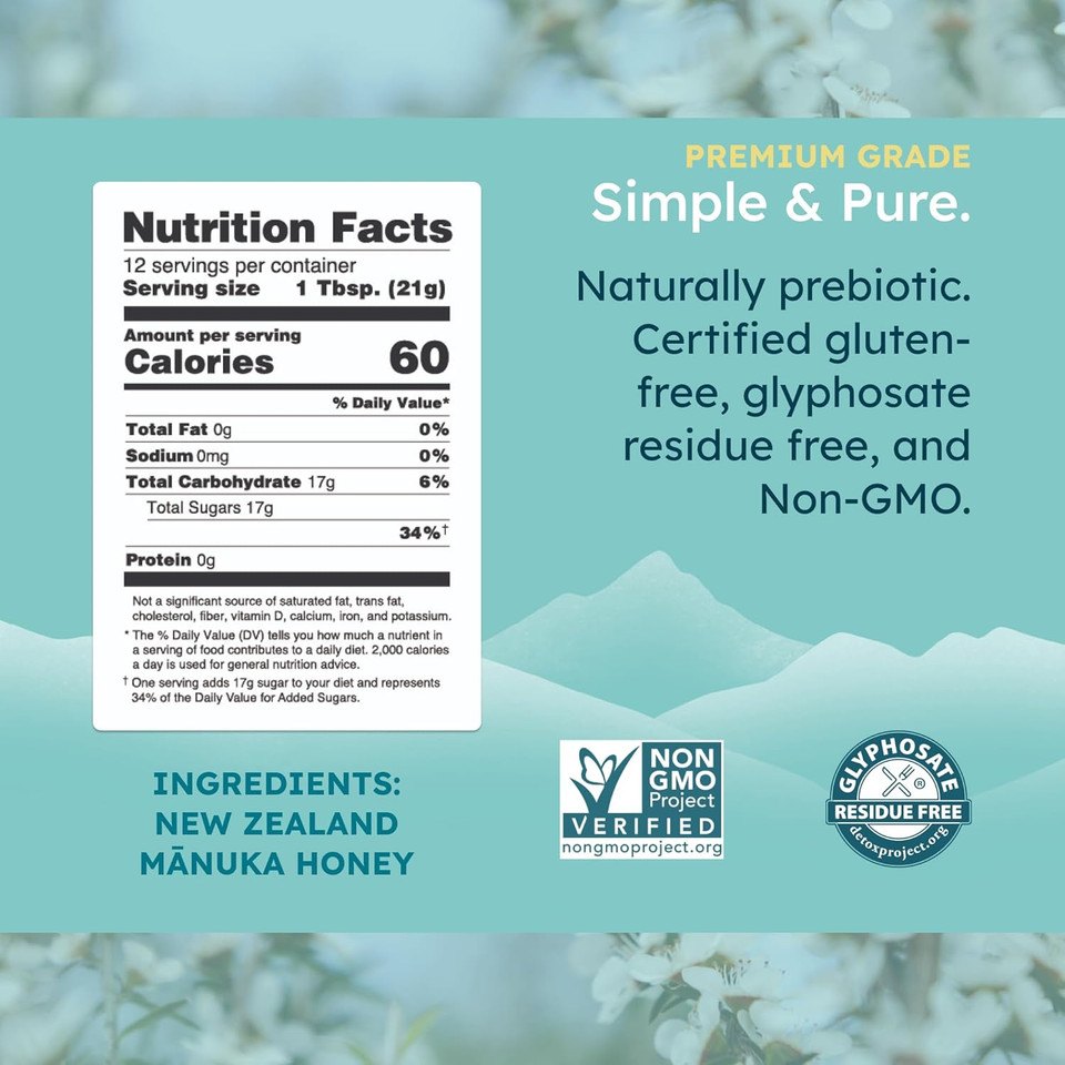 Melora Raw Manuka Honey From New Zealand | Umf 15+ | Mgo 525+ | 8.8 Oz Jar | Safe For Skin Care | Edible & Healthy Sugar Alternative | Traceable From Hive To Hand Manuka Honey