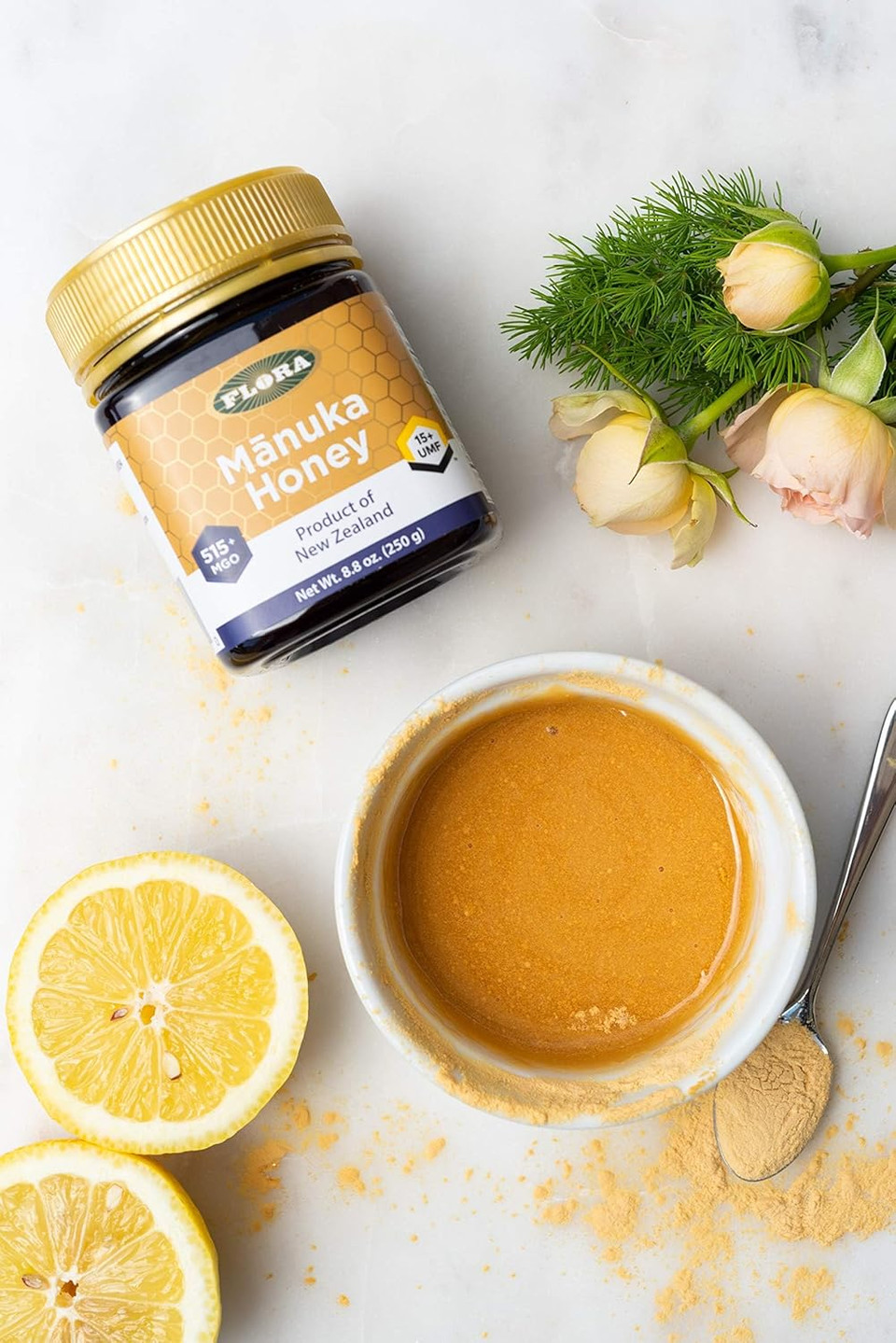 Flora - Manuka Honey - Mgo 515+/15+ Umf - Sustainable Honey From New Zealand - Non-Gmo & Unpasteurized - 8.8 Oz. Jar