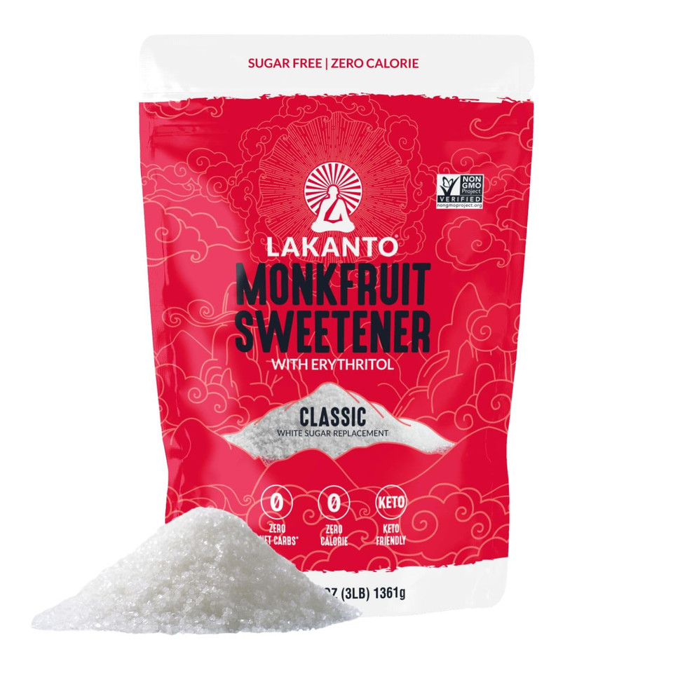 Lakanto Golden Monk Fruit Sweetener With Erythritol, Raw Cane Sugar Substitute, Monk Fruit Extract, Raw Sugar Replacement For Baking, Coffee & Tea, Gluten Free, Low Carb, Non Gmo, Keto, 1.8 Lb, 3 Pk Lakanto Golden Monk Fruit Sweetener With Erythritol, Raw Cane Sugar Substitute, Monk Fruit Extract, Raw Sugar Replacement For Baking, Coffee & Tea, Gluten Free, Low Carb, Non Gmo, Keto, 1.8 Lb, 3 Pk