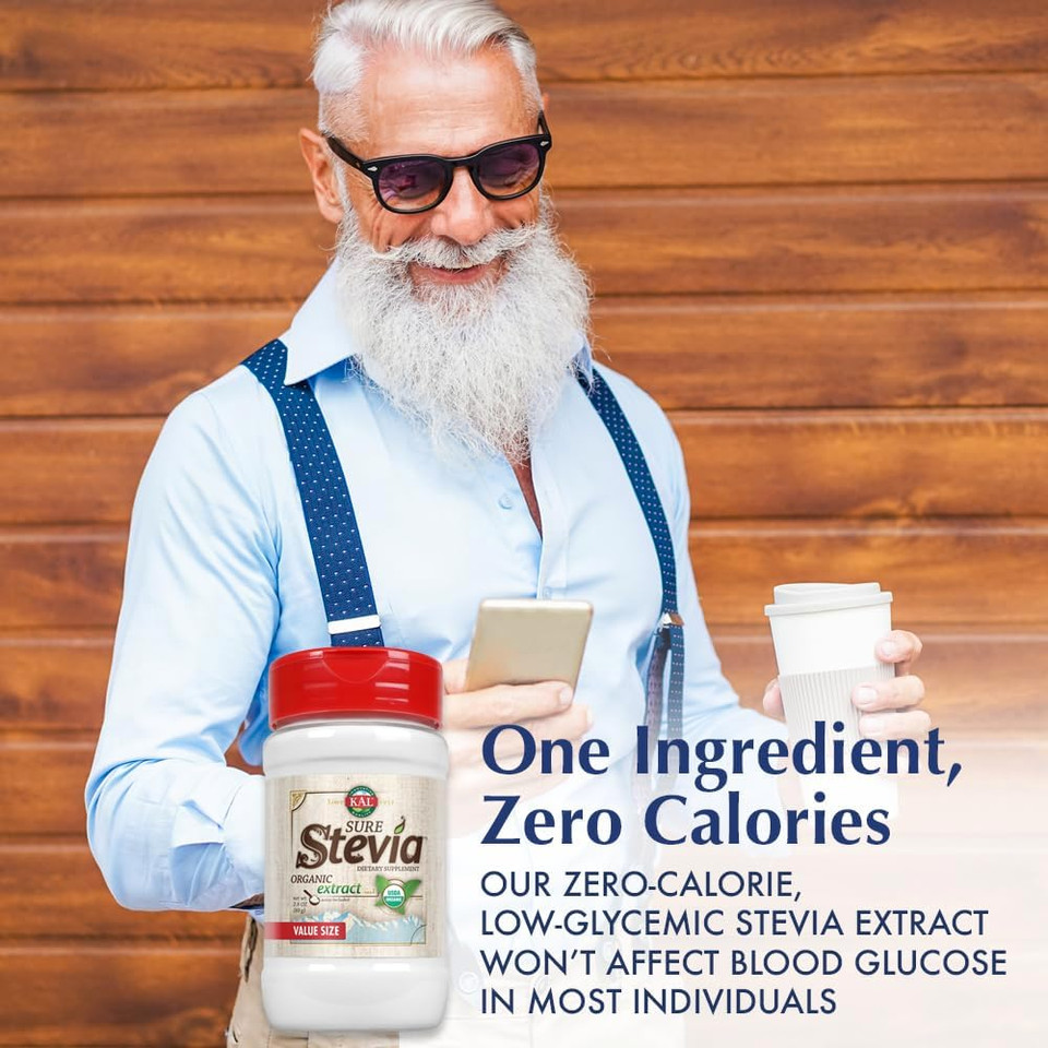 Kal® Sure Stevia Extract Powder, 1.3 Oz. | Best-Tasting, Zero Calorie, Low Glycemic | 730 Servings