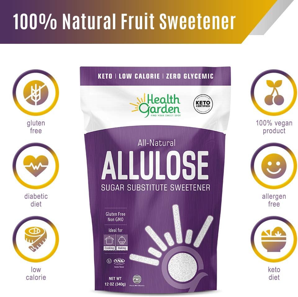 Health Garden Allulose Sweetener - Gluten And Sugar Free - Zero Net Carb - Non Gmo - Kosher - Keto Friendly (14 Oz)