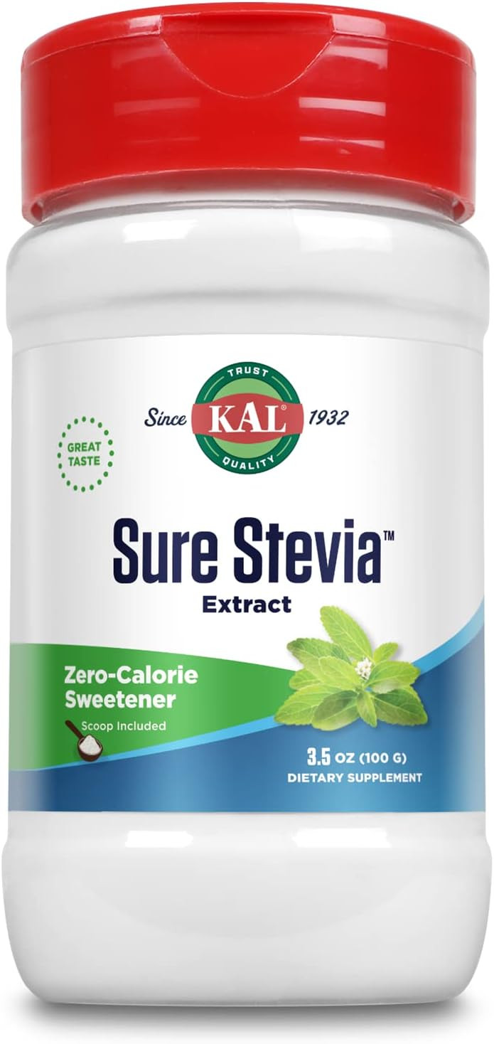 Kal Sure Stevia Extract, Organic Stevia Powder, Low Carb, Zero Calorie Sweetener, Keto Friendly, Great Taste, Low Glycemic, Vegan, Gluten Free, No Fillers, 60-Day Guarantee (2.8 Oz Organic)