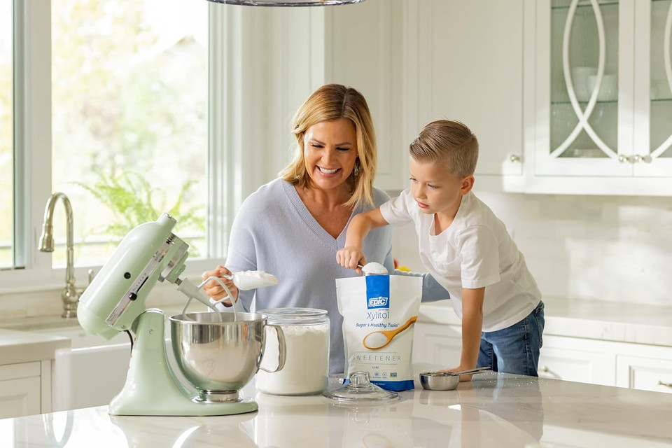 Epic 100% Xylitol Sweetener - 5 Pound Zipper Pouch Of Xylitol Sugar Substitute For Baking & Cooking - Diabetic-Safe, Non-Gmo, Keto-Friendly - 40% Less Calories Than Sugar