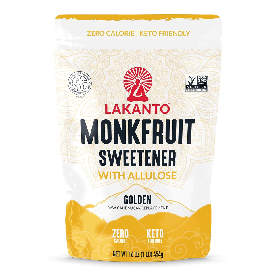 Lakanto Golden Monk Fruit Sweetener With Allulose, Raw Cane Sugar Substitute From Monk Fruit Extract, Raw Sugar Replacement For Baking, Coffee & Tea, Gluten Free, Low Carb, Non Gmo, Keto, 8 Oz Bag