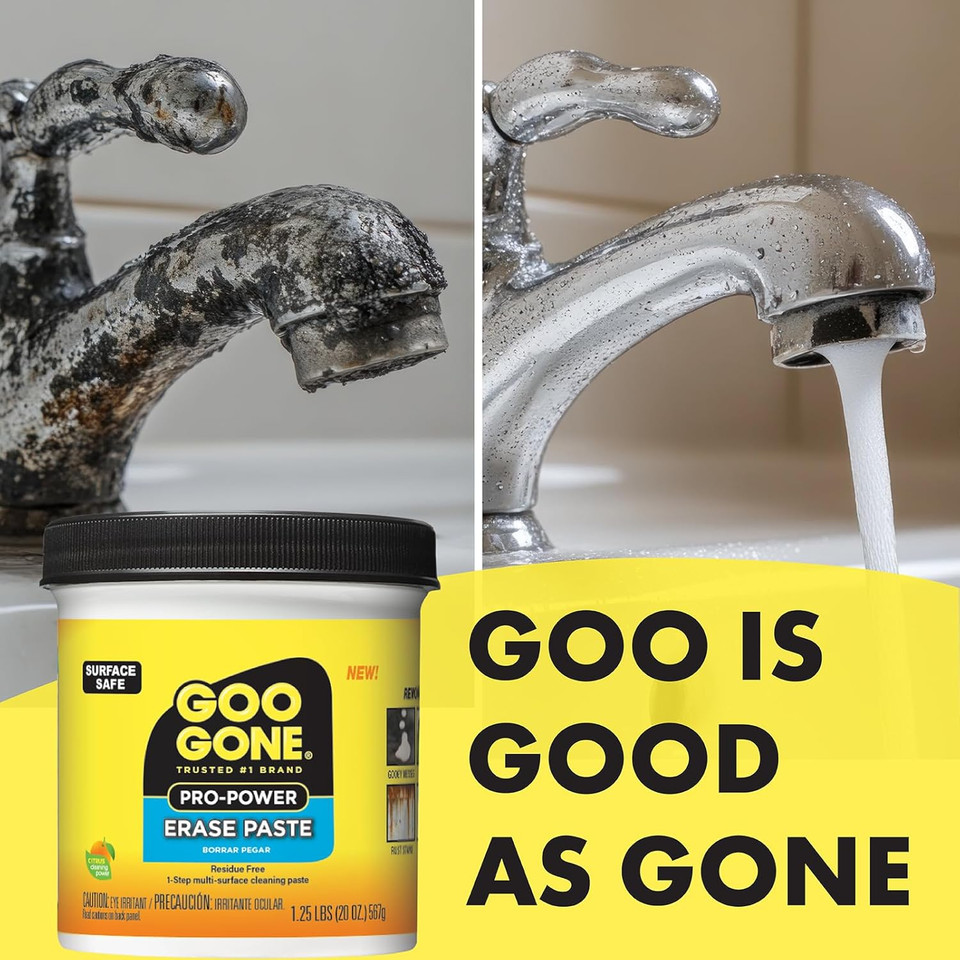 Goo Gone Pro-Power Erase Paste, Multi Purpose Cleaning Product For Metal, Countertops, Porcelain, Tile & More, Surface Safe, Removes Gooey Messes, Grease, Adhesives & Rust Stains, Residue Free, 20 Oz