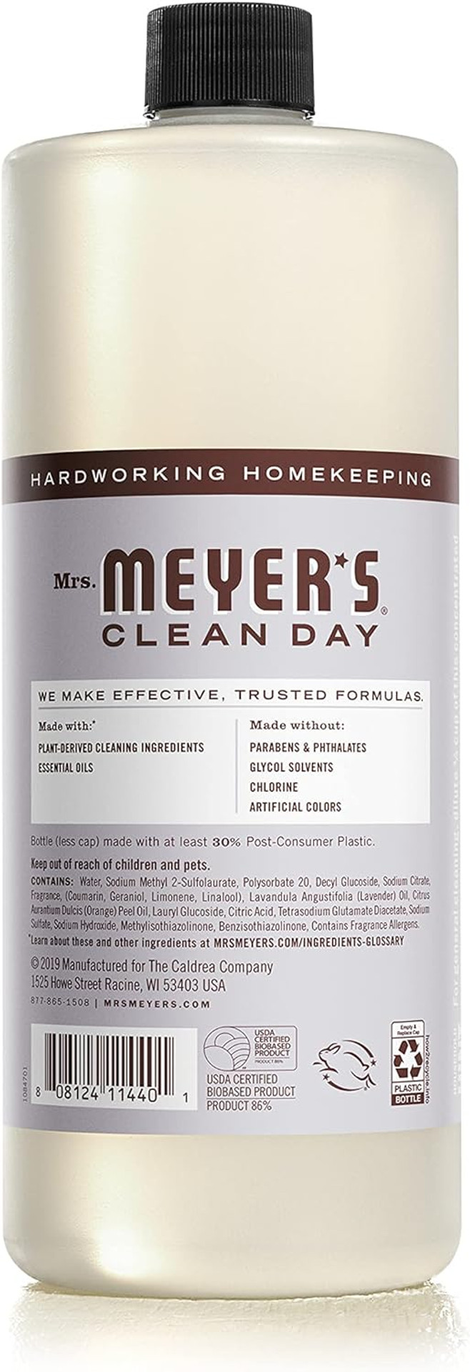 Mrs. Meyer'S Clean Day Multi-Surface Cleaner Concentrate, Use To Clean Floors, Tile, Counters, Bluebell, 32 Fl. Oz