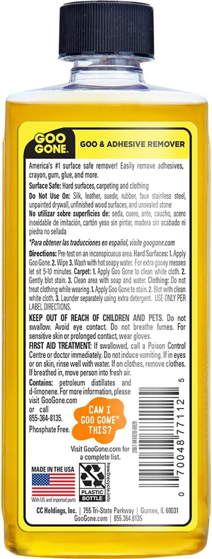 Goo Gone Original Adhesive Remover - 4 Ounce - Surface Safe Adhesive Remover Safely Removes Stickers Labels Decals Residue Tape Chewing Gum Grease Tar