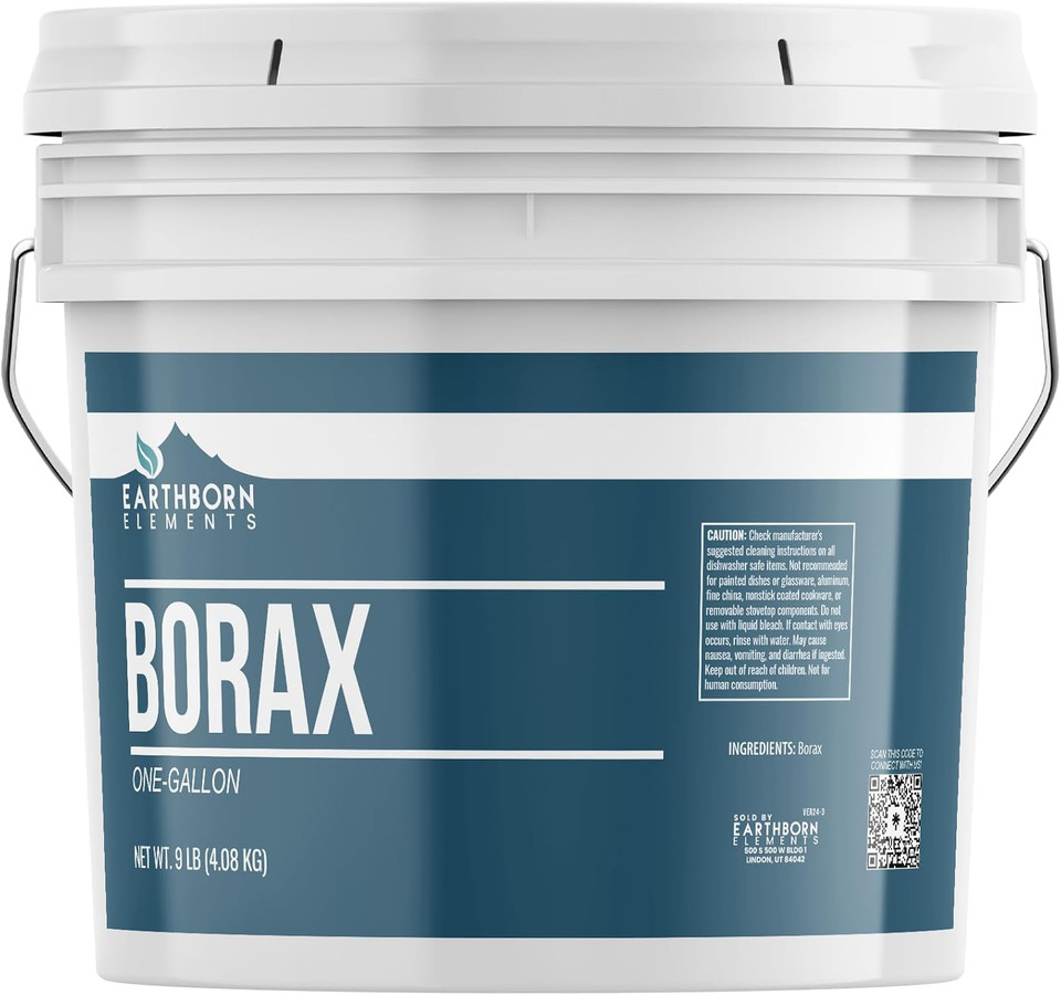 Earthborn Elements Borax Powder (1 Gallon), Multipurpose Cleaner & Detergent Booster, Resealable Bucket